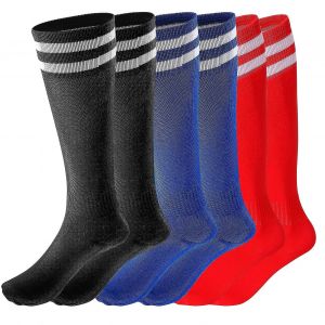 3 Paires De Chaussettes De Football Pour Enfants, Chaussettes Antid&eacute;rapantes Avec Bas De Serviette, Chaussettes De Football Longues Et Respirantes Pour Le Rugby, Le Hockey, La Course Ou L'entra&icirc;nement Pour Les Enfants &Acirc;g&eacute;s De 5 &Agrave; 12 Ans - Neuf