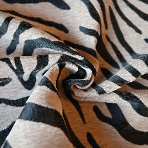Tissu Jacquard Chenille Motif Z&egrave;bre - Neuf