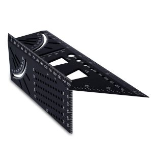 3D Équerre Menuisier en Alliage d'aluminium, 90 à 45 Degrés Règle d'angle Professionnel, Travail du Bois Règle de Mesure Adaptée aux Ingénieurs Charpentiers - Neuf