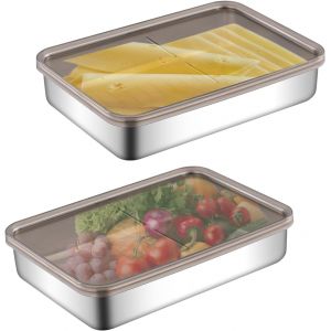 Lot De 2 Boite Charcuterie Frigo,19.5 * 14 * 4cm Boite Jambon Conservation Frigo À 1 Couche Boîte À Jambon Pour Frigo Boite À Fromage Hermétique Frigo Boite Rangement Frigo Avec Couvercle - Neuf