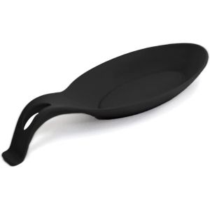 Repose-Cuillère En Silicone, Support De Cuillère De Cuisine En Silicone, Support De Cuillère En Silicone, Repose-Ustensiles, Repose-Cuillère En Silicone, Pour Ranger Les Ustensiles De Cuisine (Noir) - Neuf