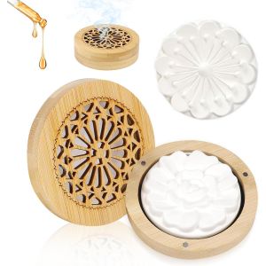 Trahoo-2 Pi&egrave;ces Diffuseur D'huiles Essentielles Pierre Avec 1 Bo&icirc;te &Agrave; Parfum En Bois Diffuseur Pierre &Agrave; Parfum En Pl&acirc;tre Dans Une Bo&icirc;te Artisanat En Pl&acirc;tre &Eacute;l&eacute;gant (A) - Neuf