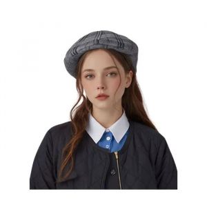 Casquette Femme - No Excess - R&eacute;tro - Viscose Et Laine - Gris Carreaux - Taille Standard - Neuf