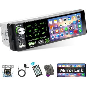RDS Autoradio 1 Din avec Écran Tactile 4,1"" Auto Stereo Radio avec Écran Bluetooth Mains Libres, AM FM, 2 Ports USB, Caméra de Recul et Microphone - Neuf