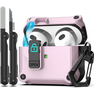 Series Coque pour AirPods 3 avec Clip de Verrouillage sécurisé, Coque de Protection intégrale résistante aux Chocs, Compatible avec Apple AirPod 3ème 2021,Pourpre - Neuf