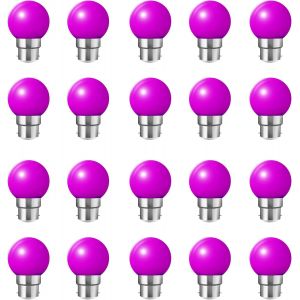 Lot De 20 B22 Ampoules À Baïonnette - Ampoule Led Globe G45 2w Led (Équivalent 20w), Ampoule À Économie D'énergie Colorée Blanche Golfball, Ampoules Bc Party Small/Mini Noël,Rose - Neuf