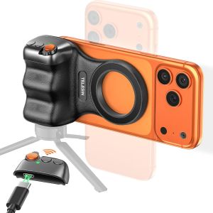 MEVRONISSHOP-Stabilisateur Smartphone - Grip Magn&eacute;tique pour T&eacute;l&eacute;phone avec T&eacute;l&eacute;commande Bluetooth USB et Filetage 1/4 Pouce - Poign&eacute;e Stabilisateur pour Smartphone iPhone & Android pour Selfie Vlog - Neuf
