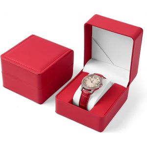 Kal-Boite A Montre, Boîtes Cadeau Avec Coussin Pour La Plupart Des Montres, Montre Connectée Et Bijoux Accessoire, Coffret Montre En Cuir Pu Pour Cadeau Homme (1, Rouge) - Neuf
