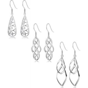Kal-3 Paires Boucles D'oreilles Pour Femmes Filles Longues Boucles D'oreilles Pendantes Celtiques Boucles D'oreilles Argent - Neuf