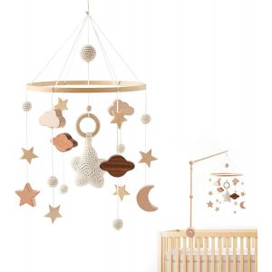 Yemaesre-Mobile Bébé Bois Mobile Lit Carillon Éolien Pour Bébé Suspendu Hochet Mobile Pour Chambre D'enfants Bunny - Neuf
