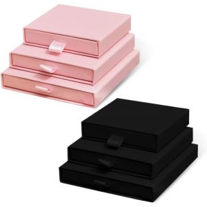 Bo&icirc;te-Cadeau De Bijoux Pr&eacute;sentoir &Agrave; Bijoux En Papier Bo&icirc;te, 6 Pi&egrave;ces Boite Cadeau Vide, Tr&egrave;s Appropri&eacute; Pour Le Stockage De Bijoux, Petite Bo&icirc;te-Cadeau Pour Boucles D'oreilles, Rose, Noir - Neuf