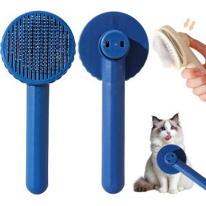 Brosse Chat Brosse Chien, Ergonomique Brosses Poils Animaux, Nettoyage En Un Clic, Enl&egrave;vement Efficace Des Poils Morts Et Poils Tomentose, Adapt&eacute; Pour Les Chiens Chats Cheveux (Bleu Fonc&eacute;)[Z235] - Neuf