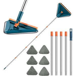 KALANKA-Longue poign&eacute;e 360 &deg; Rotation r&eacute;glable Triangle vadrouille Nettoyeur de Sol Outil rondelle Microfibre vadrouille Convient pour fen&ecirc;tre, Plancher, Mur, Bois Franc, carrelage, Salle de Bains - Neuf