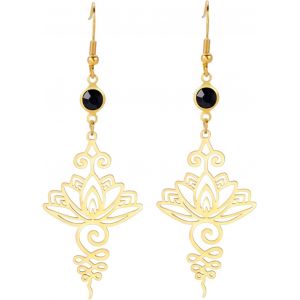 Kal-Collier Avec Pendentif Fleur De Lotus En Acier Inoxydable Unalome - Collier Ras Du Cou - Symbole Chakra - G&eacute;om&eacute;trie Hindoue - Bijou Spirituel - Cadeau Pour Homme Et Femme - Neuf