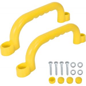 Mdy-Poignées De Maison De Jeu 2 Pièces Poignée Aire De Jeux, Poignées De Sécurité En Plastique Antidérapant, Safety Handles, Pour Aire De Jeux, Cabane Dans Les Arbres, Cadre D'escalade (Jaune) - Neuf
