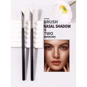 Brosse D'ombre De Nez En Faucille,Pour Sculpter,Teinture Halo D'aile De Nez,Pinceau De Maquillage Super Doux,Outil De Brosse De Nez Diagonale 2 Pièces - Type Black - Neuf