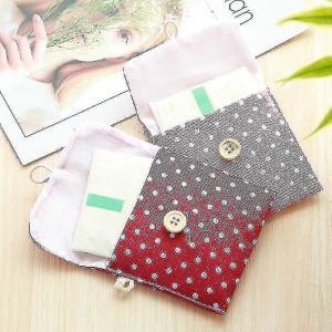 Fille à pois coton lin serviette hygiénique pochette tante serviette sac pochette cosmétiques organisateur sac de rangement-9 - Neuf