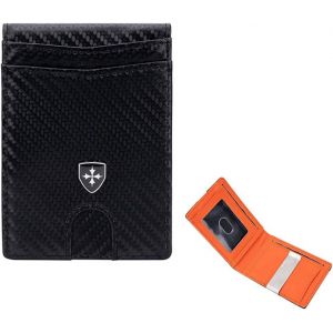 Portefeuille Homme Slim Cuir En Fibre De Carbone,Portefeuille Rfid Homme Minimaliste,Avec Blocage Rfid Et Emplacements,Minimaliste Porte Monnaie Bi-Fold,Pour Homme,Noir - Neuf