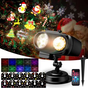 Subzonal-Projecteur De Lumi&egrave;res De No&euml;l Led 2-En-1 Avec 12 Diapositives Interchangeables (96 Motifs) Et 10 Vagues D'eau, T&eacute;l&eacute;commande R&eacute;sistante &Agrave; L'eau Pour D&eacute;corations, F&ecirc;te Int&eacute;rieure Et Ext&eacute;rieur - Neuf