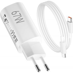 TIANYI-Chargeur Mini 67 W et c&acirc;ble pour Xiaomi Redmi Note 14S 13 12 Pro 11S 5G Charge Turbo Adaptateur de chargeur USB C GAN et 6A Charge rapide C&acirc;ble Type C 1 m&egrave;tre pour Xiaomi 14 13 12 Poco X6 X5 P - Neuf
