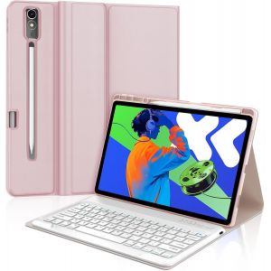 Clavier Pour Lenovo Idea Tab Pro 12.7"" 2025, &Eacute;tui Clavier Pour Lenovo Idea Tab Pro 12.7"" Magn&eacute;tique Bluetooth D&eacute;tachable Azerty Fran&ccedil;ais, Rose - Neuf