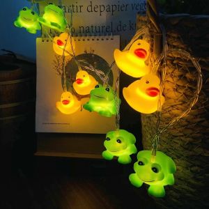 Kal-Guirlande Lumineuse Grenouille Et Canard Lampe, Veilleuse Alimenté Par Pile, Pour Jardin, Mariage, Fête, Noël, Halloween Décoration (1.65m/10led, Grenouille Et Canard) - Neuf