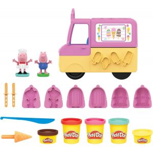 ERYI-Peppa Pig Et Le Camion De Glaces, Figurines Peppa Et George, Loisir Créatif Avec 5 Pots De Pâte À Modeler, Jouet Créatif Pour Filles Et Garçons Dès 3 Ans - Neuf