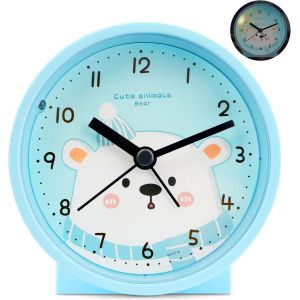 Réveil pour enfant Réveil de voyage Petit réveil de voyage léger à quartz Réveil analogique silencieux - Neuf