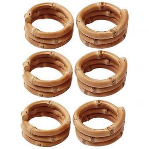 Rond De Serviette En Bambou Fait &Agrave; La Main,Porte De Serviette Rustique Naturel Serviette Buckle Holder Lot De 6 - Neuf