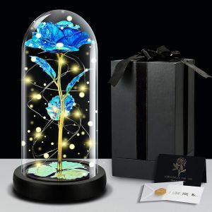 Rose Eternelle sous Cloche, La Belle et La B&iquest;&ordm;te, avec Lumi&iquest;&iquest;re LED et Cartes, Galaxie - Cadeaux pour Saint-Valentin, F&iquest;&ordm;te des M&iquest;&iquest;res, Mariage, Anniversaire - Neuf