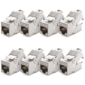 deleyCON Lot de 8 c&acirc;bles patch Cat 8 Keystone Jack - Id&eacute;al pour CAT8 CAT7 CAT7a - Connecteur STP - Blindage RJ45 - Prise r&eacute;seau - Panneau de brassage - Support de clavier - Neuf