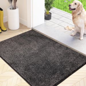 Chenquansarl-Paillasson Attrape-Poussière, Tapis De Sol Antidérapant Lavable En Machine, Tapis D'entrée Avec Microfibres Douces Absorbantes Pour Chien, Entrée, Porte Et Couloir, 60 X 90 Cm, Gris Char - Neuf