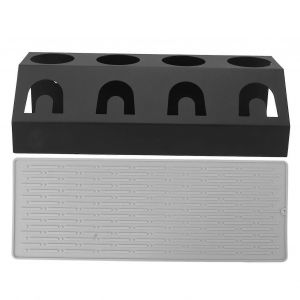 4 trous de séchoir à bouteilles antidérapant 4 trous en fer et silicone drain de cuisine porte-gobelet pour bouteille de soda noir - Neuf