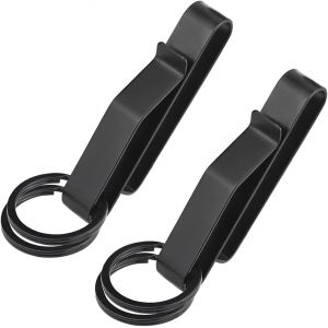 Kal-Porte-Clé Avec Clip Pour Ceinture, 2 Porte-Clés Avec Anneaux Métalliques Amovibles, Crochet En Acier Inoxydable Pour Ceinture Tactique, Pour Policiers Et Pompiers, Noir. - Neuf
