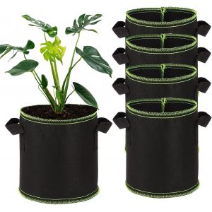 ASFASFq-Lot de 5 Sac de Plantation Non Tissé, Sacs de Culture Pomme de Terre, Pot Geotextile, Pots pour Plantes avec Poignées, pour Fleurs,Fruits et Plantes,Tomates,Légumes, 3 Gallons, Réutilisable - Neuf