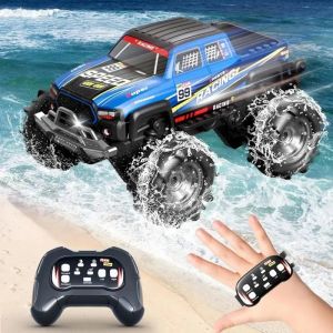 Voiture Télécommandée Amphibie Tout Terrain 4WD - 360 Rotation, Étanche, 2.4GHz, Capteur Gestuel, LED, 2 Batteries - Cadeau Enfant¿. - Neuf