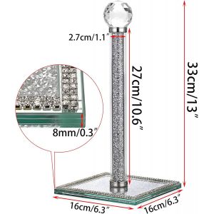 Support De Papier De Soie Autoportant Avec Base Carrée ¿ Porte-Serviettes En Verre Écrasé Argenté En Forme De Diamant Écrasé,Support De Rangement Pour Rouleaux De Papier De Soie,Comptoir De - Neuf