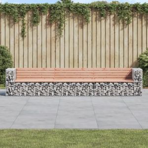 Prolenta Premium - Banc Jardin Design Gabion 347x71x65,5 Cm Bois Massif De Douglas - Neuf