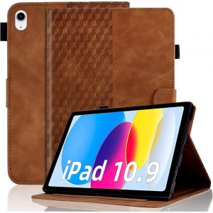 Coque pour iPad 10.9 2022 (iPad 10&iquest;&iquest;me G&iquest;&iquest;n&iquest;&iquest;ration) Housse de Protection Cuir PU Etui Flip Cover Poche Case avec Support pour Tablette iPad 10,9 Pouces, Marron - Neuf