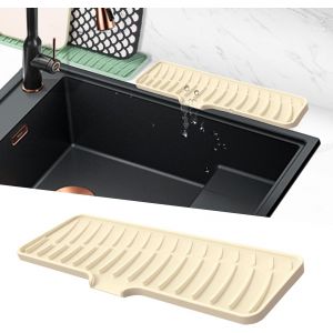 Eryi-Tapis Égouttoir Étroits, Tapis De Robinet En Silicone, Tampon De Sechage Evier, Tapis De Protection De Drainage, Tampon Egouttoir Vaisselle Pour Cuisine, Salle De Bain (Jaune, 42 Cm) - Neuf