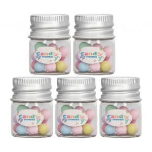 Lot De 5 Pots A Bonbons Miniatures Pour Maison De Poupee, Simulation 1:12, En Plastique, Verre, Decoration De Cuisine Pour Fille - Neuf