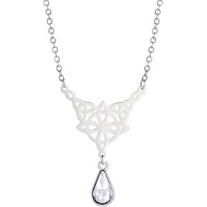 Kal-Collier Noeud De Sorcière Pour Femmes En Acier Inoxydable Évider Noeud Celtique Avec Améthyste En Forme De Larme Collier Pendentif En Cristal Coloré Symbole Wiccan Bijoux Cadeaux - Neuf