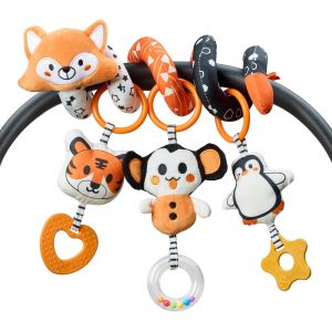 Tdrfl-Noir Et Blanc Spirale D'activité Bébé,Eveil Poussette Jouet Pour Bebe 0 3 6 9 Mois,Jeux Suspendre Avec Hochet Et Anneaux De Dentition Pour Auto,Stroller Arch,Berceau,Peluche Jouets Cadeau - Neuf