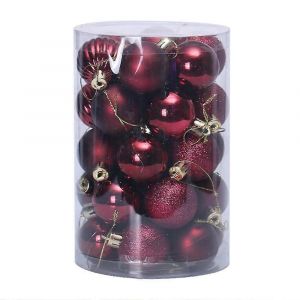 34 Pièces 4cm Incassable Boule de Noël Ornements Pour Noël Arbre Mariage Anniversaire Fête Decor-vin rouge - Neuf