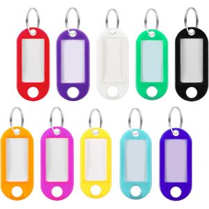 KAL-Lot De 30 Porte-Clés À Étiquette En Plastique Résistant, Porte Etiquette Clef, Couleurs Assorties Pour Id Eiquettes, Tiquettes De Nom D'Animal De Compagnie, Tiquettes De Bagage (10 Couleurs) - Neuf