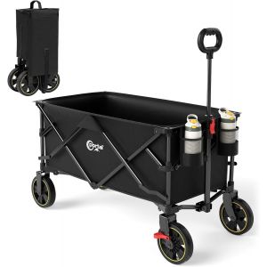 Chariot De Plage Pliable, Chariot De Transport À Roulettes Tout Terrain Poignée Réglable Charrette Pour Extérieur Camping Pique-Nique Avec Jusqu¿À 120kg - Neuf