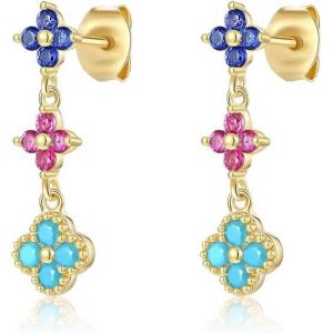 Ensemble De Bijoux Tr&egrave;fle &Agrave; Quatre Feuilles Pour Femme Fille 18k Plaqu&eacute; Or Acier Inoxydable Tr&egrave;fle &Agrave; Quatre Feuilles Collier Boucles D'oreilles Bracelet Set D&eacute;licat R&eacute;glable Cadeau Parure - Neuf