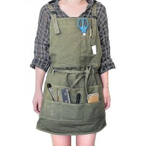 Tablier De Jardinage, Tablier D'artiste En Toile Avec Poches, Tablier De Peinture, Bretelles R&eacute;glables Et Liens &Agrave; La Taille, Tabliers De Peintre, Protection Anti-Mites - Neuf