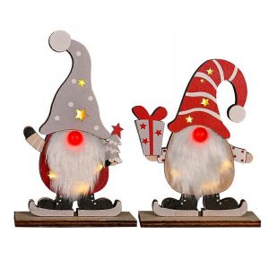 Ornements De No&euml;l De No&euml;l Lumineux Sans Visage &Acirc;g&eacute;es, Des Ornements En Bois Mignon De Bande Dessin&eacute;e, De La Mod&eacute;lisation De Bois, D&eacute;corations Pour La Maison Desktop2PcsMixed Couleurs - Neuf