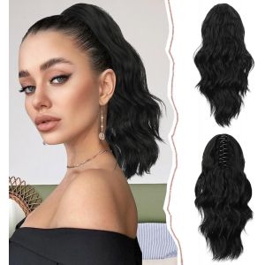 Court Ondul&eacute;e Extension De Queue De Cheval Pince 35cm Queue De Cheval Extension Synth&eacute;tiques Postiche Pince &Agrave; Griffe Boucl&eacute;s Cheveux Queue De Cheval D'aspect Naturel Pour Femme,Blond - Neuf